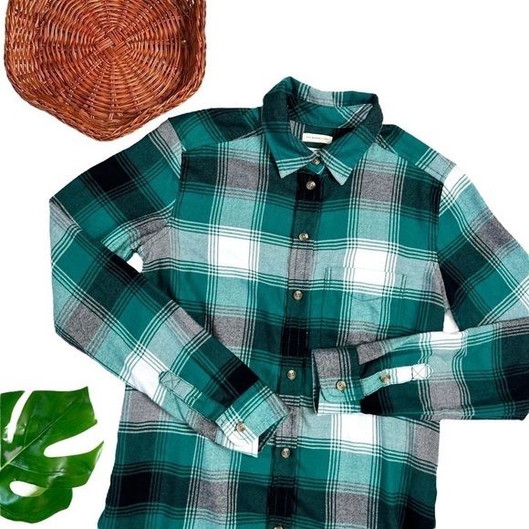American Eagle Red Green Boyfriend Plaid Flannel Button Down Shirt Extra Small - Picture 14 of 14
